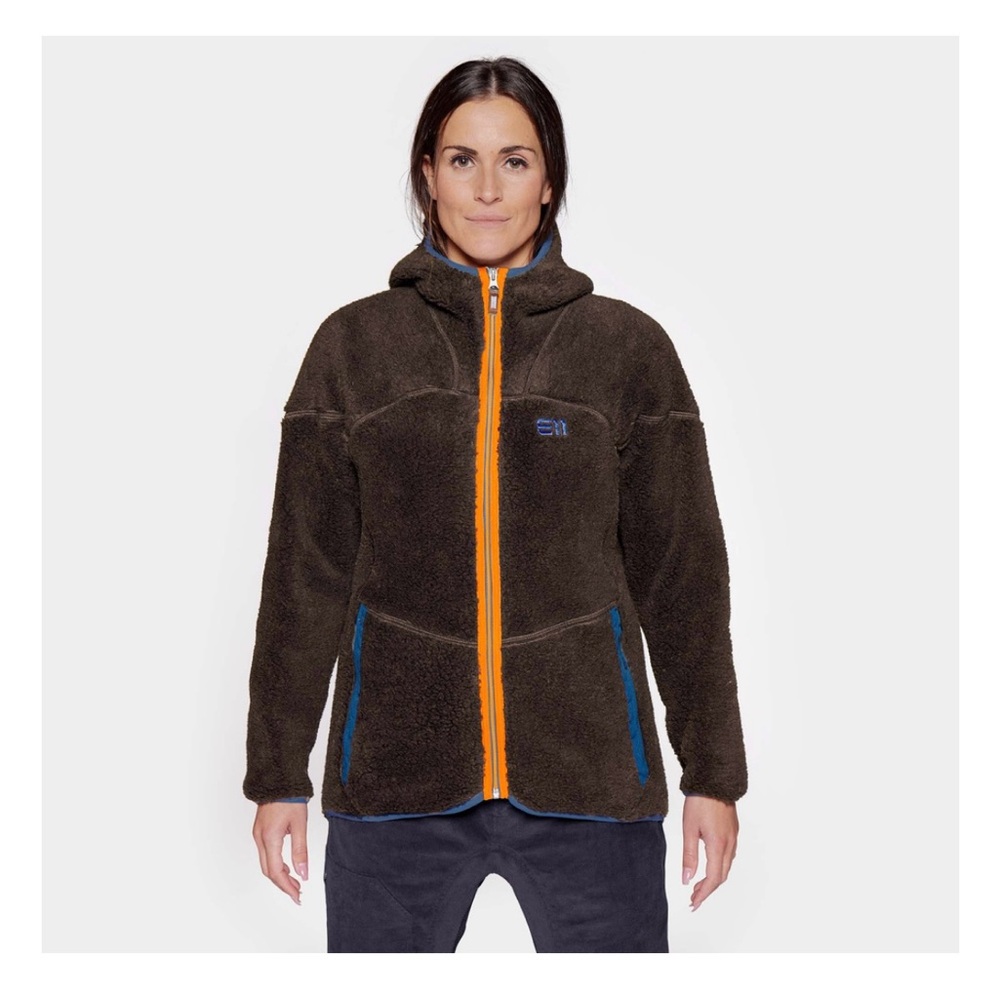 Women’s State of Elevenate Brown Zip-Up Fleece Jacket with Orange Trim